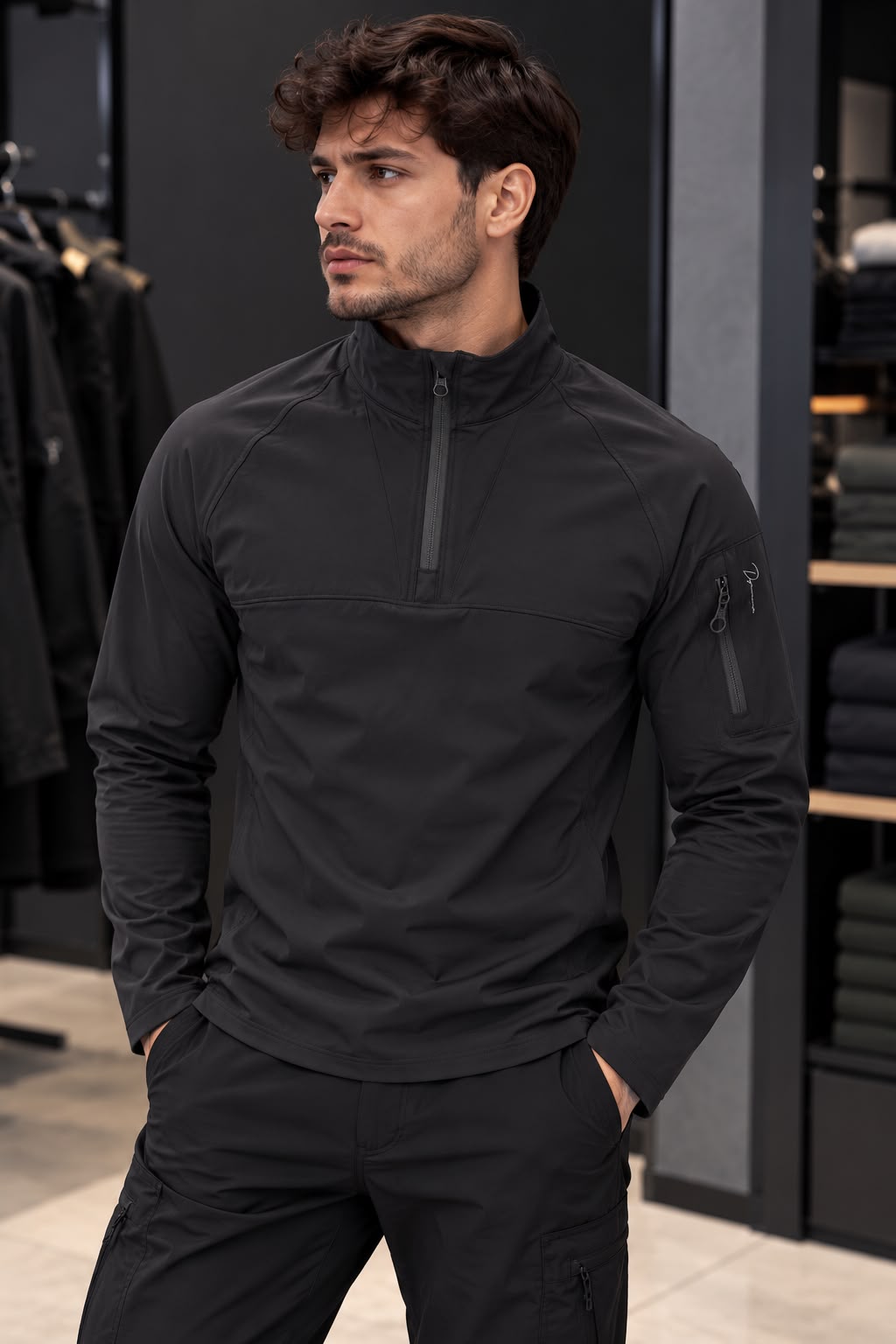 S4 Outdoor Yarım Fermuarlı Sweat siyah