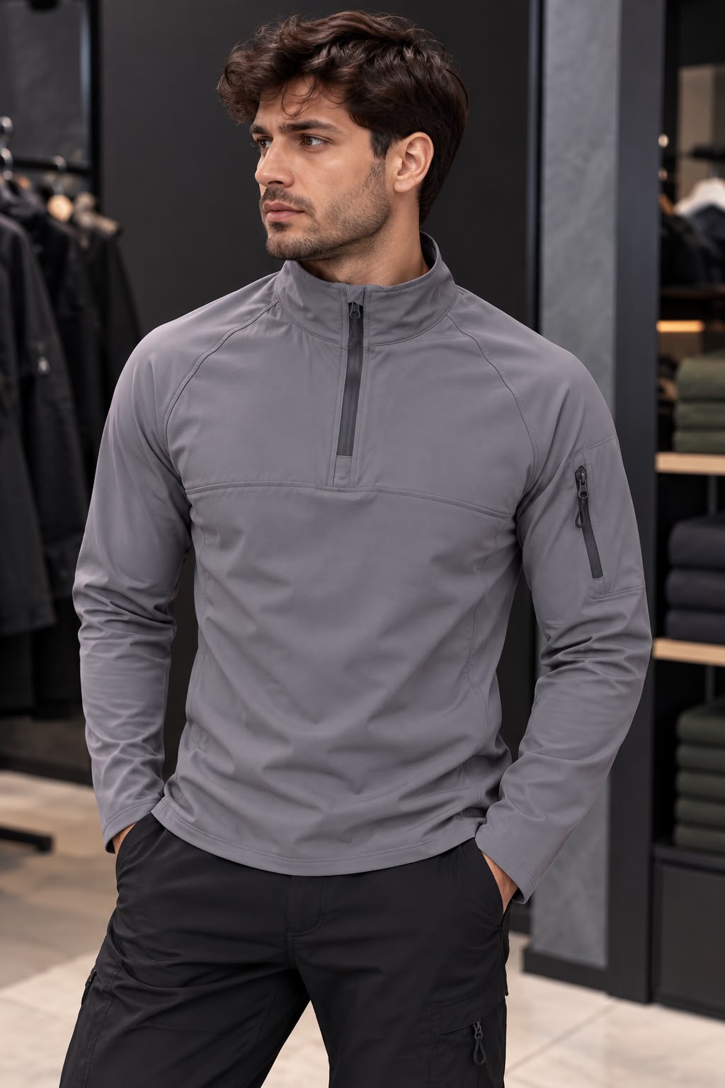 S4 Outdoor Yarım Fermuarlı Sweat gri