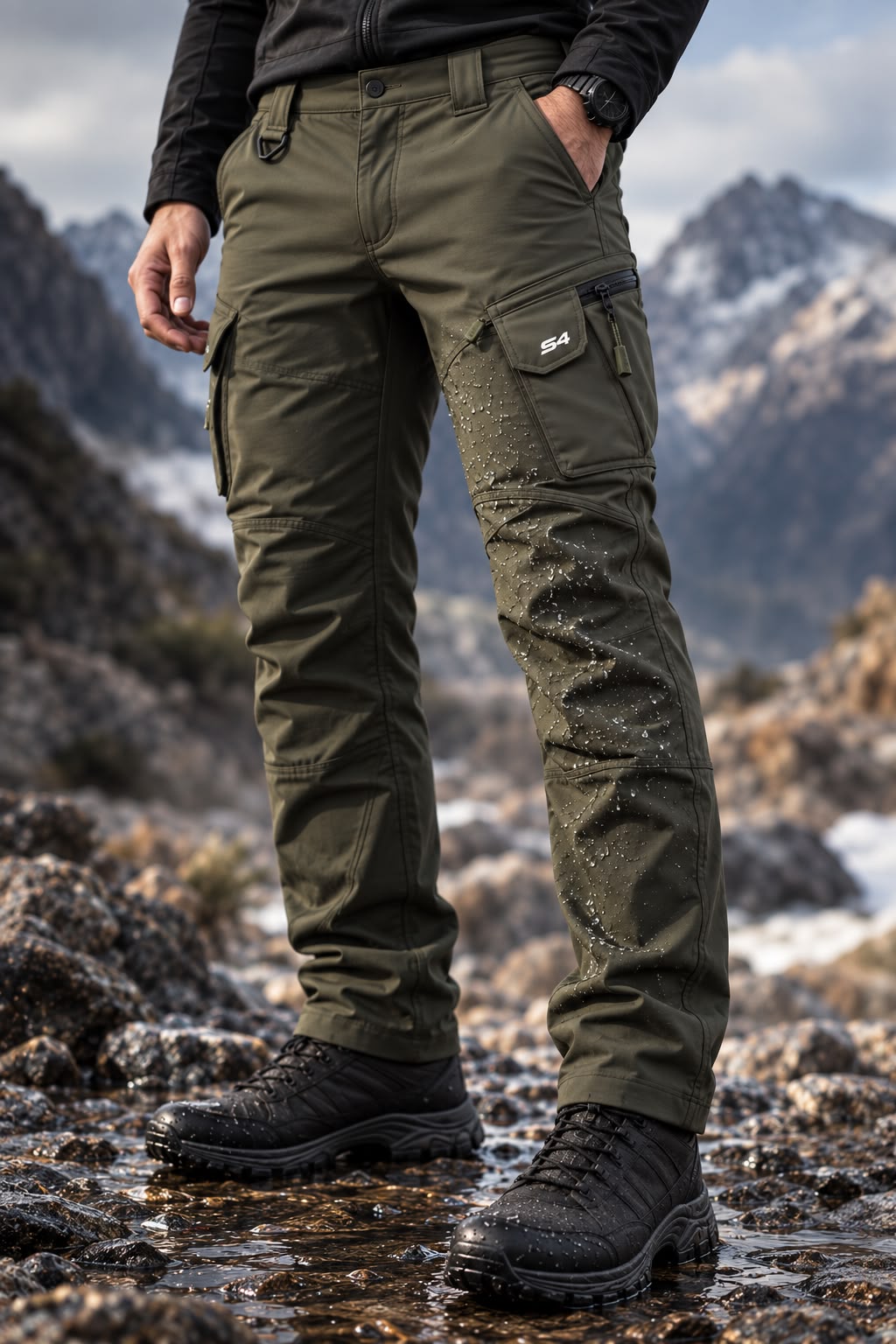 S4 Kışlık İçi Polarlı Outdoor Pantolon Yağmur Su Ruzgar Geçirmez Yeşil