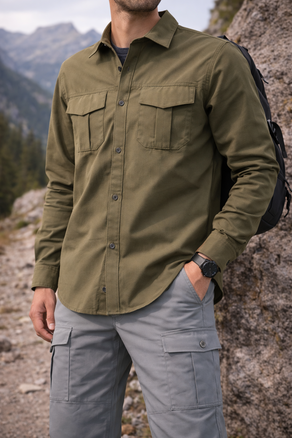 s4 outdoor hava alabilen fileli gömlek haki