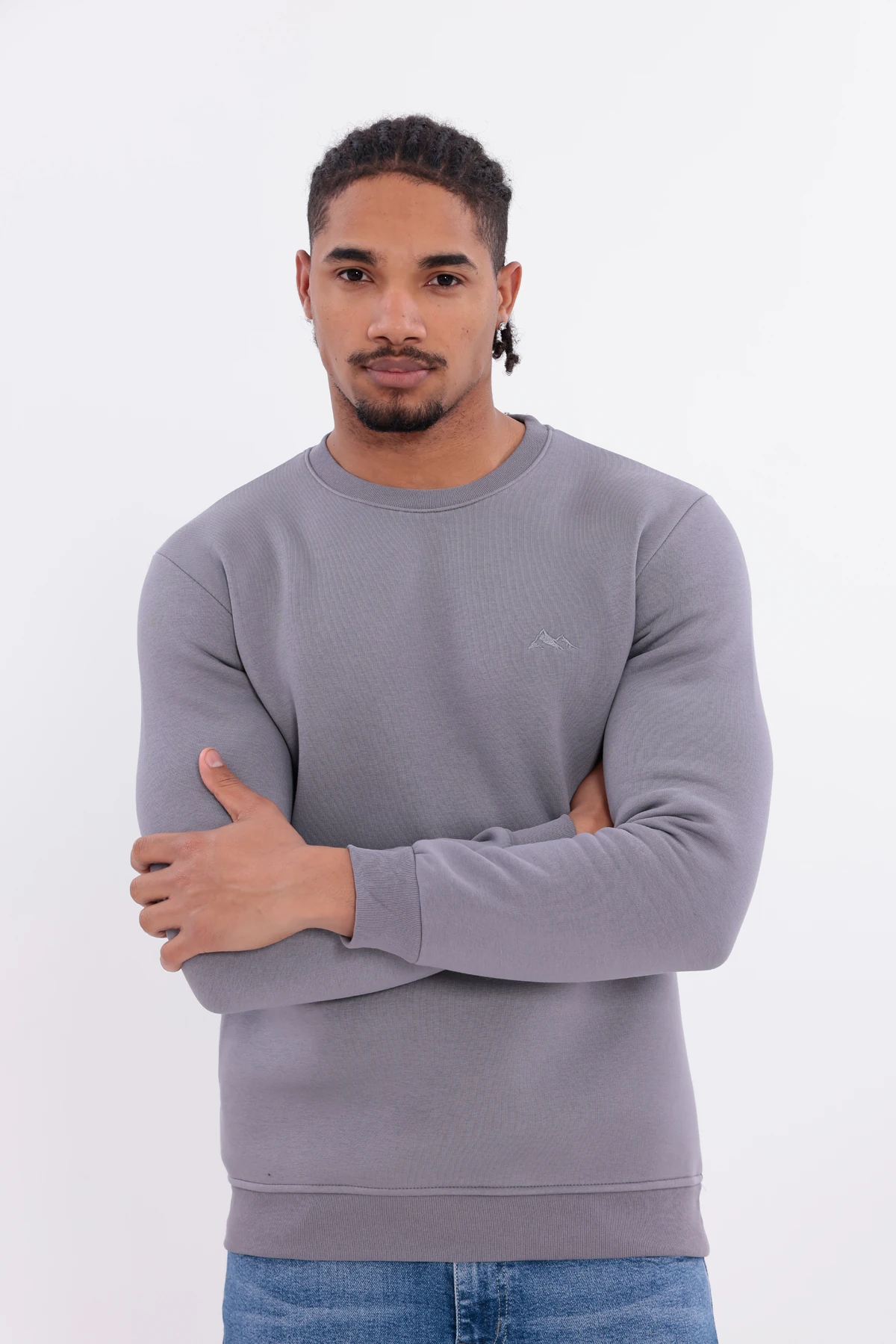 Sıfır4 Comfort Fit 3 İplik Şardonlu Sweatshirt GRİ