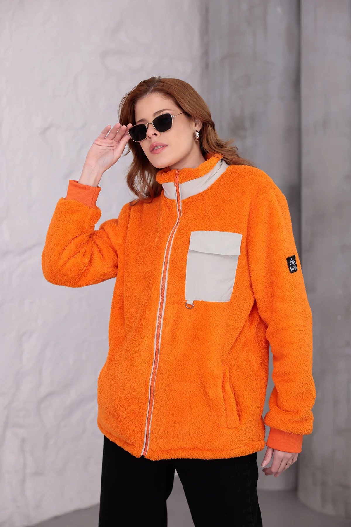 Sıfır4 AlpineSoft Peluş polar Kadın  turuncu Turuncu