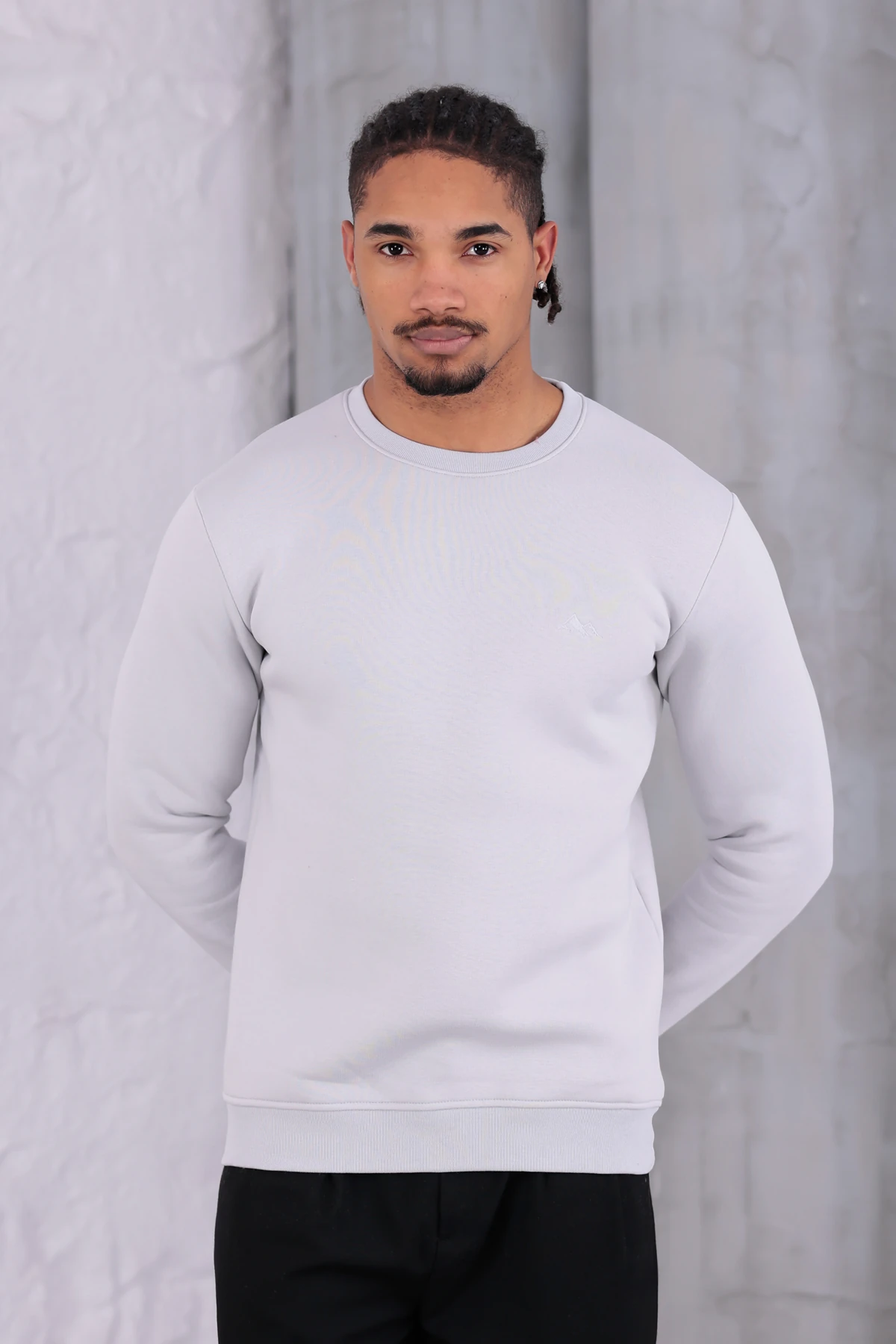 Sıfır4 Comfort Fit 3 İplik Şardonlu Sweatshirt açık gri açık gri