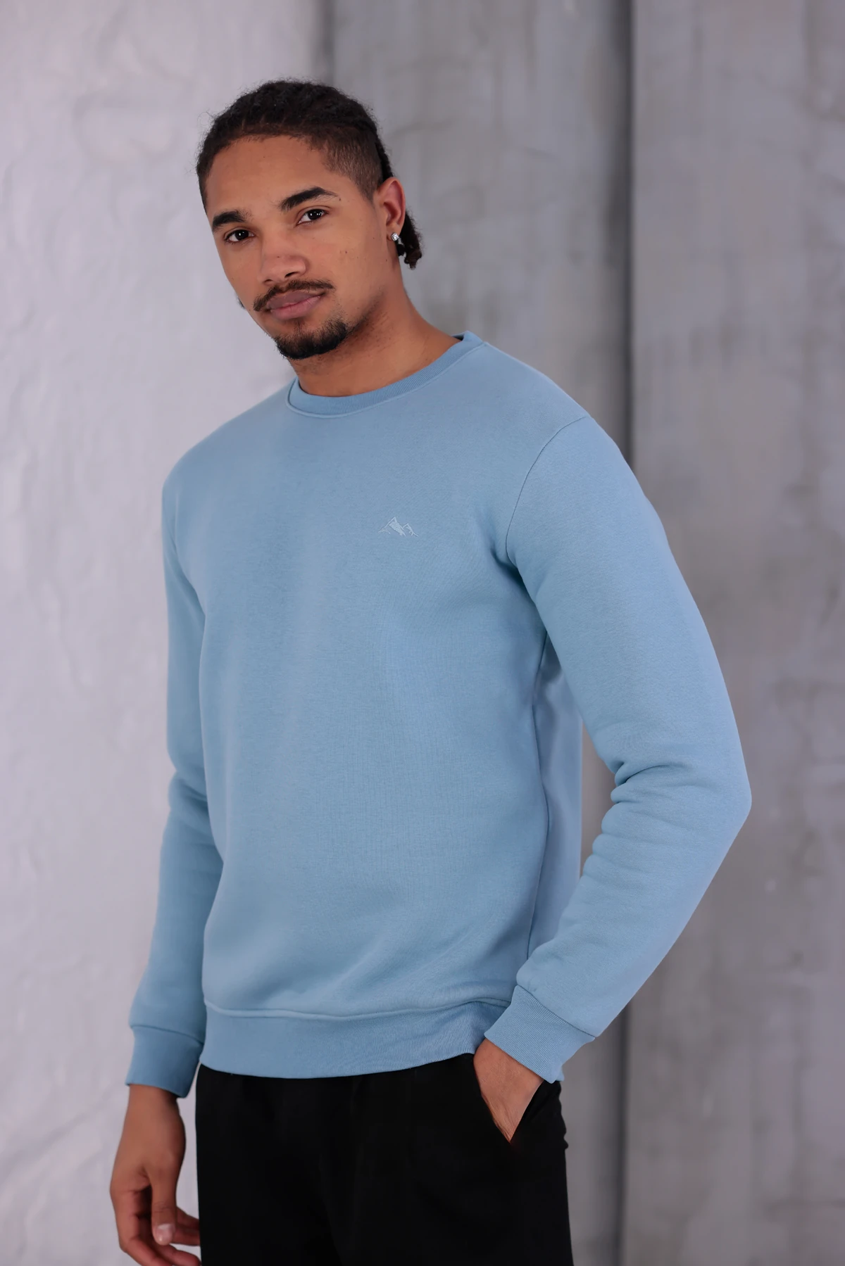 Sıfır4 Comfort Fit 3 İplik Şardonlu Sweatshirt gök yüzü mavisi gökyüzü mavisi