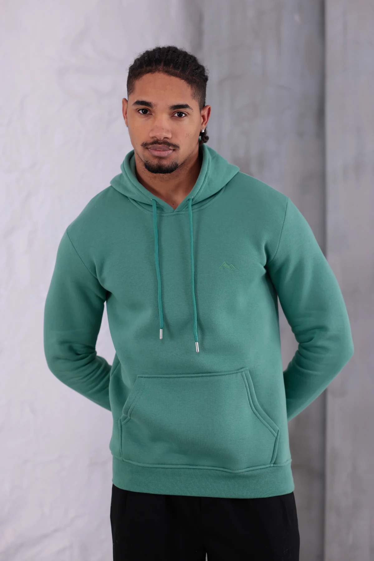 SIFIR4 3 İplik Şardonlu Kapüşonlu Sweatshirt Yeşil