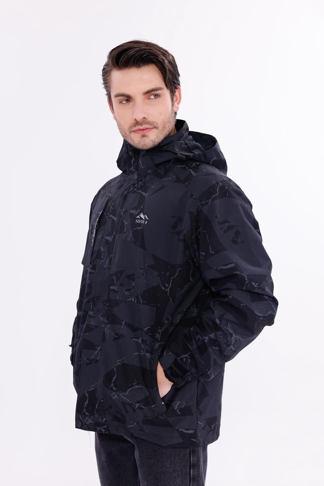 TrailForce 3-in-1 Outdoor Polarlı Mont  sıfır4 Yagmur Su Rüzgar Geçirmez koyu gri