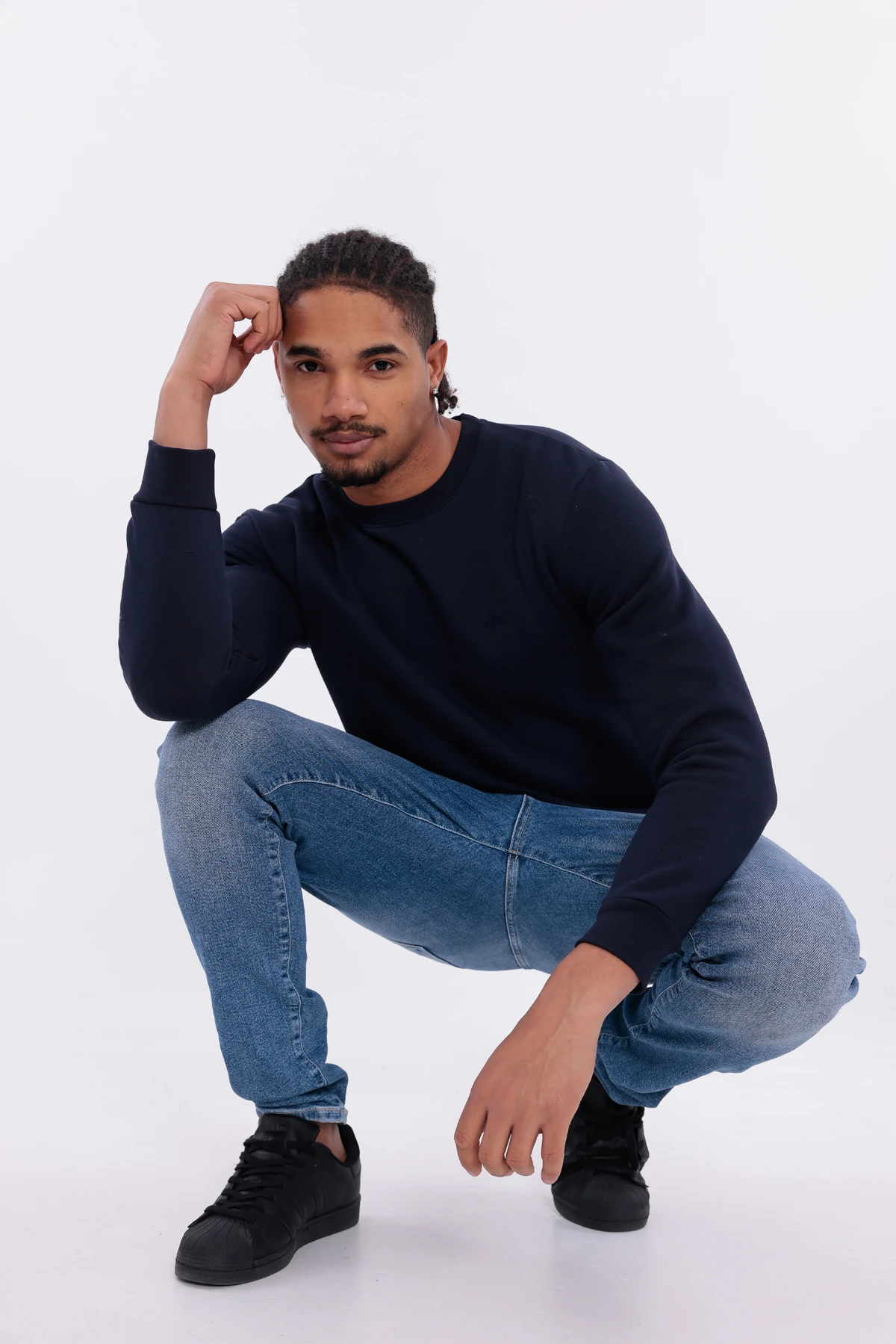 Sıfır4 Comfort Fit 3 İplik Şardonlu Sweatshirt lacivert Lacivert