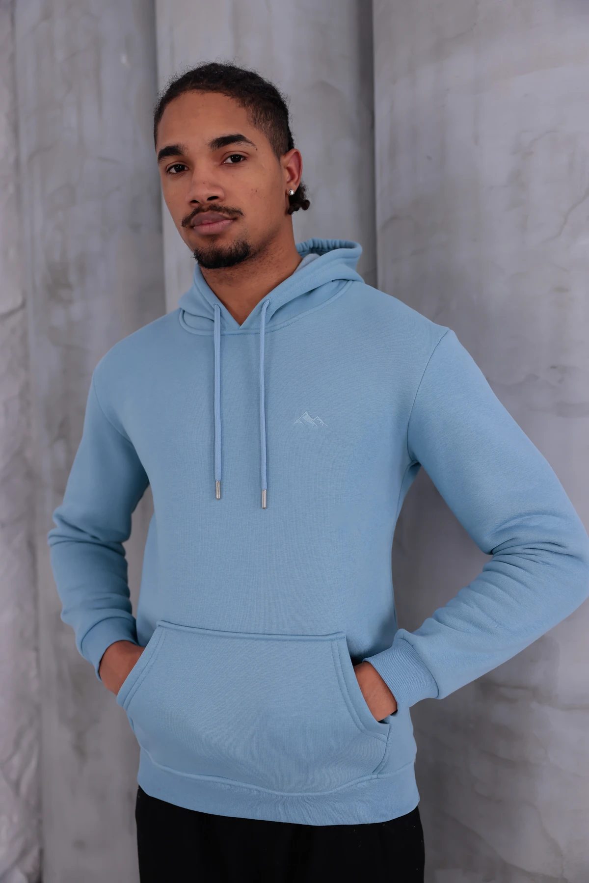 SIFIR4 3 İplik Şardonlu Kapüşonlu Sweatshirt Gökyüzü mavisi gökyüzü mavisi