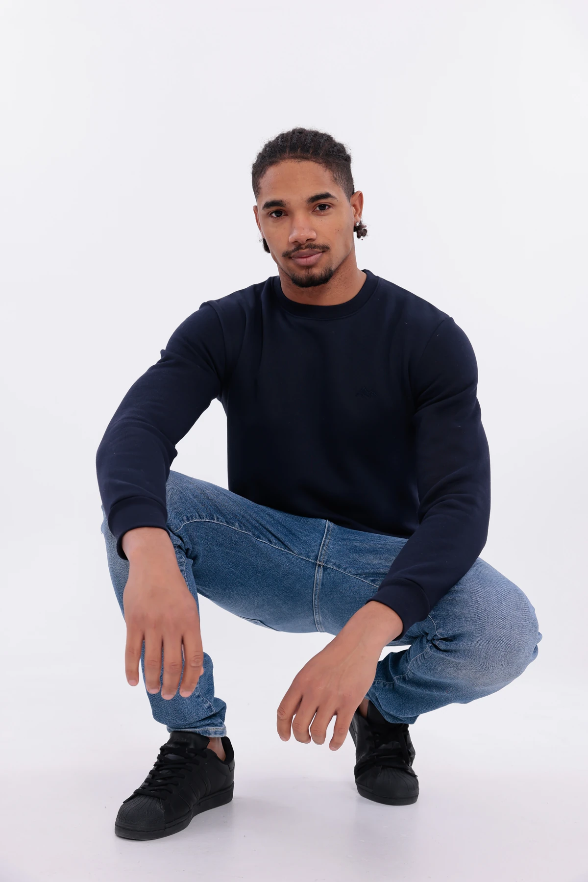 Sıfır4 Comfort Fit 3 İplik Şardonlu Sweatshirt lacivert Lacivert