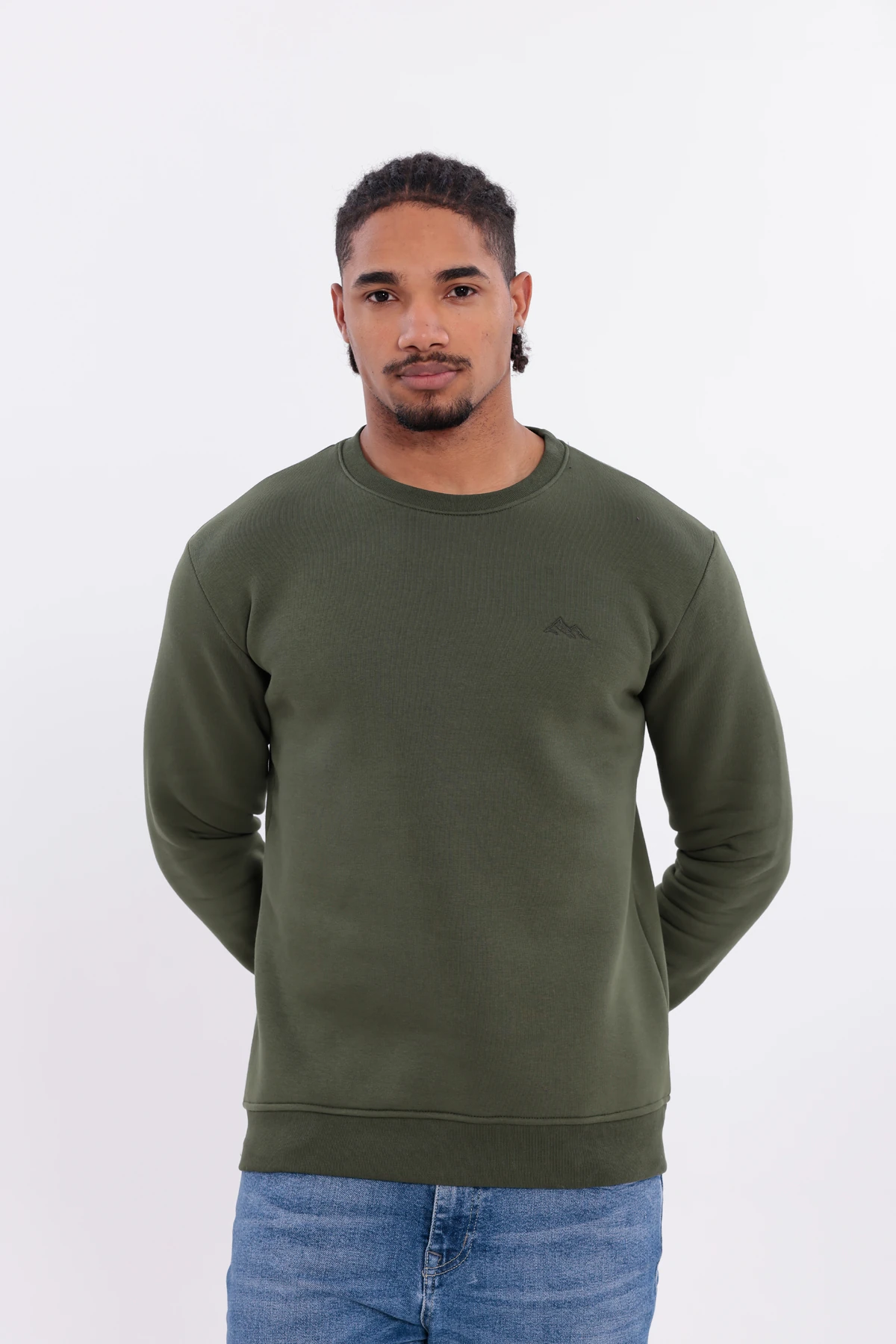 Sıfır4 Comfort Fit 3 İplik Şardonlu Sweatshirt -Haki