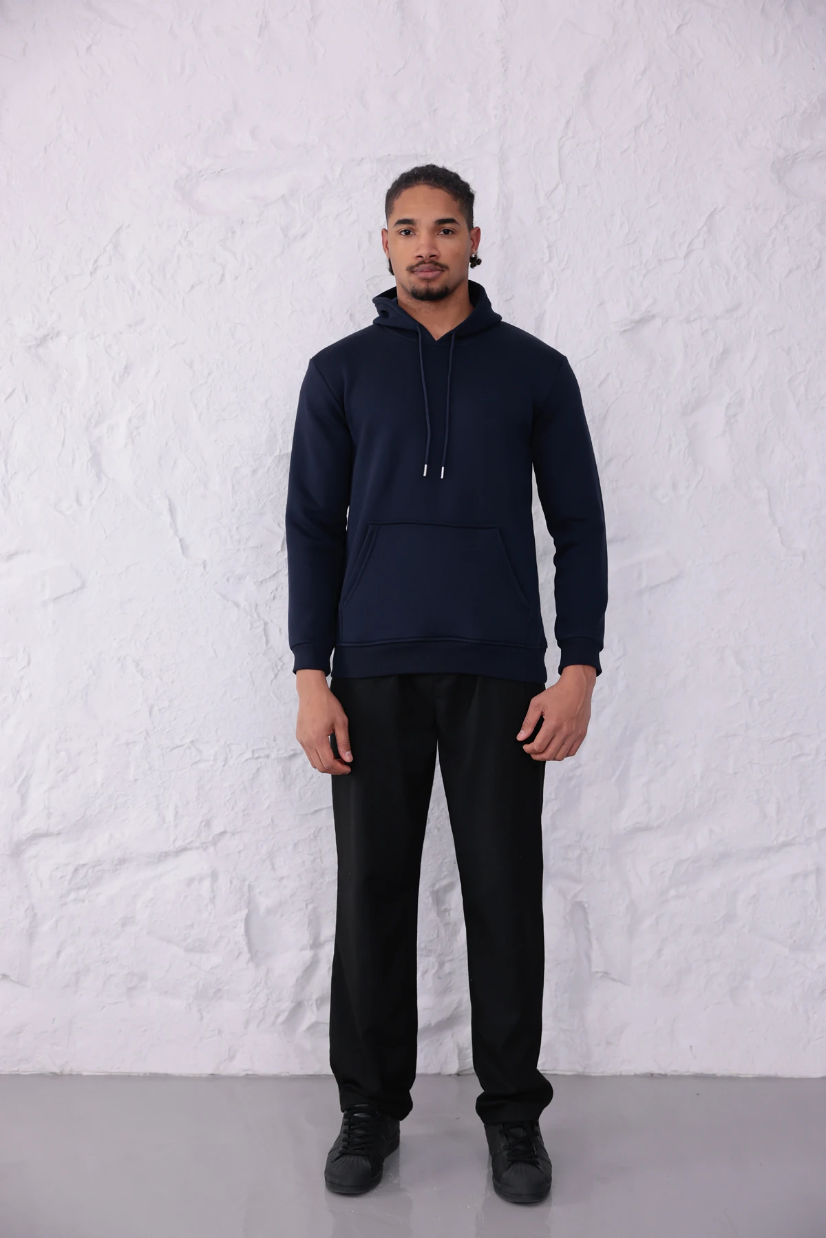 SIFIR4 3 İplik Şardonlu Kapüşonlu Sweatshirt Lacivert Lacivert