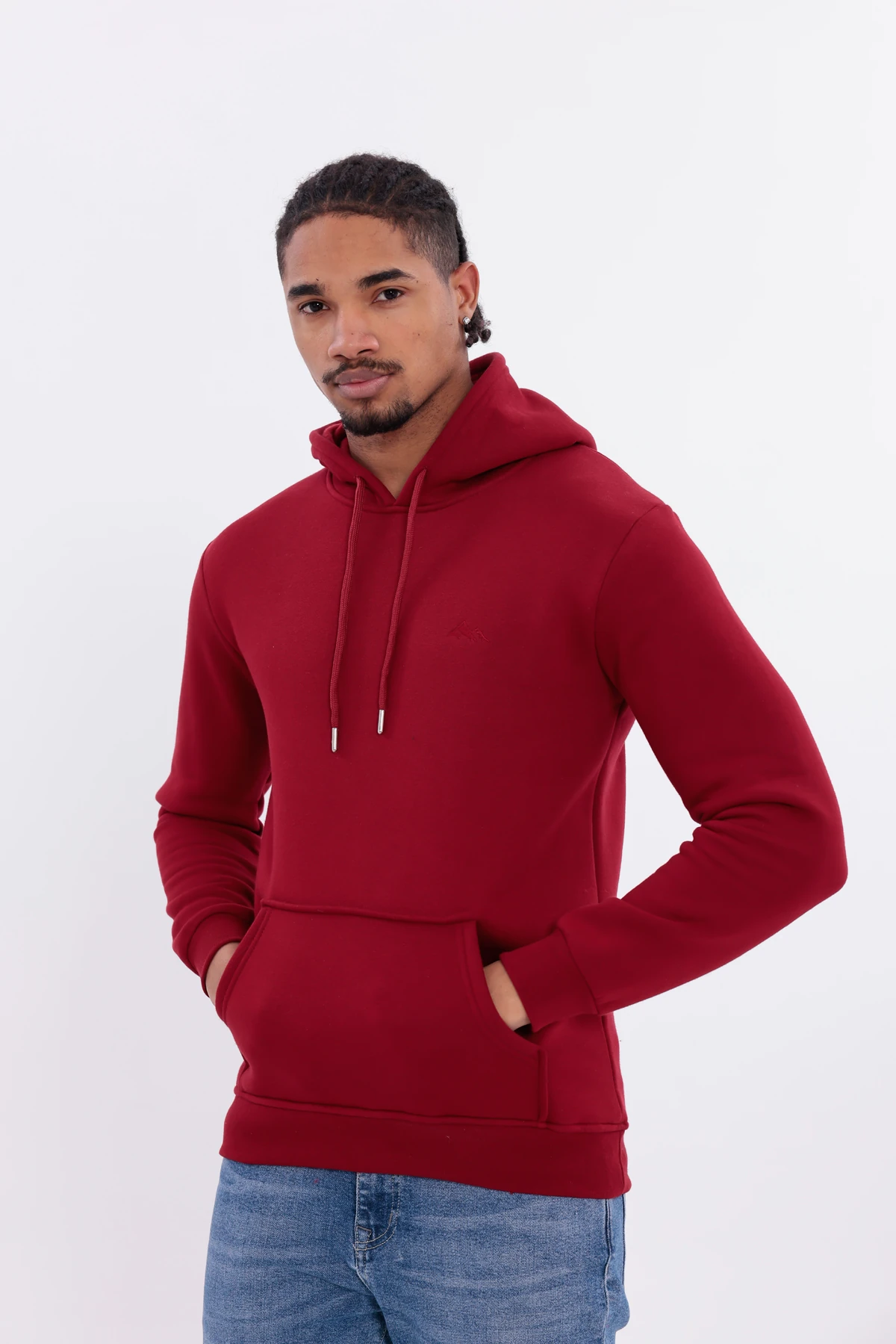 SIFIR4 3 İplik Şardonlu Kapüşonlu Sweatshirt Bordo