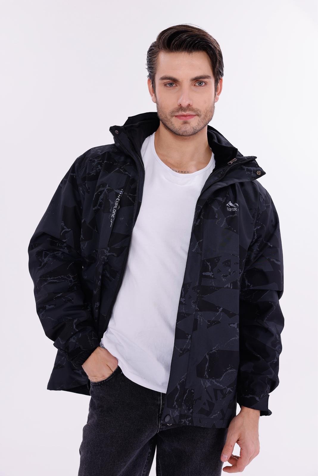 TrailForce 3-in-1 Outdoor Polarlı Mont  sıfır4 Yagmur Su Rüzgar Geçirmez koyu gri