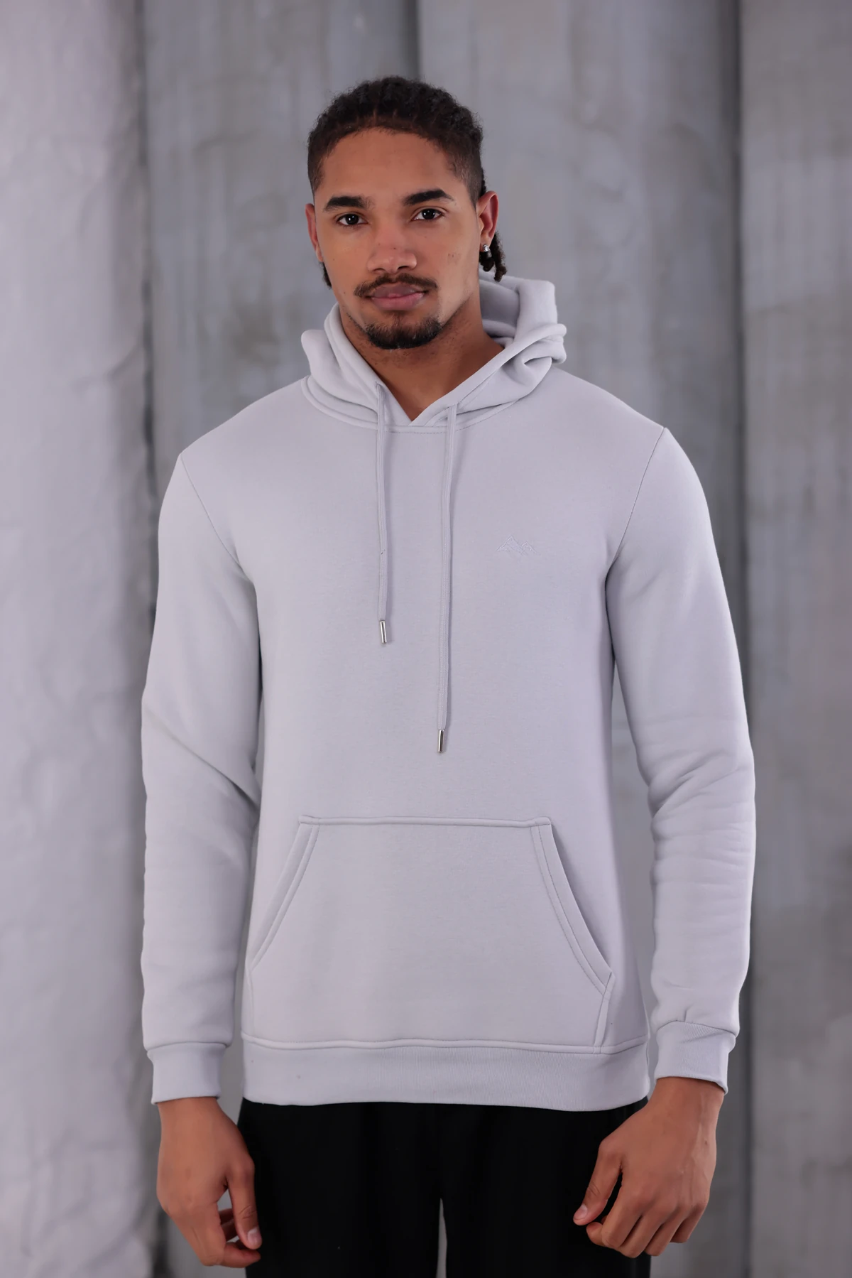 SIFIR4 3 İplik Şardonlu Kapüşonlu Sweatshirt Buz grisi