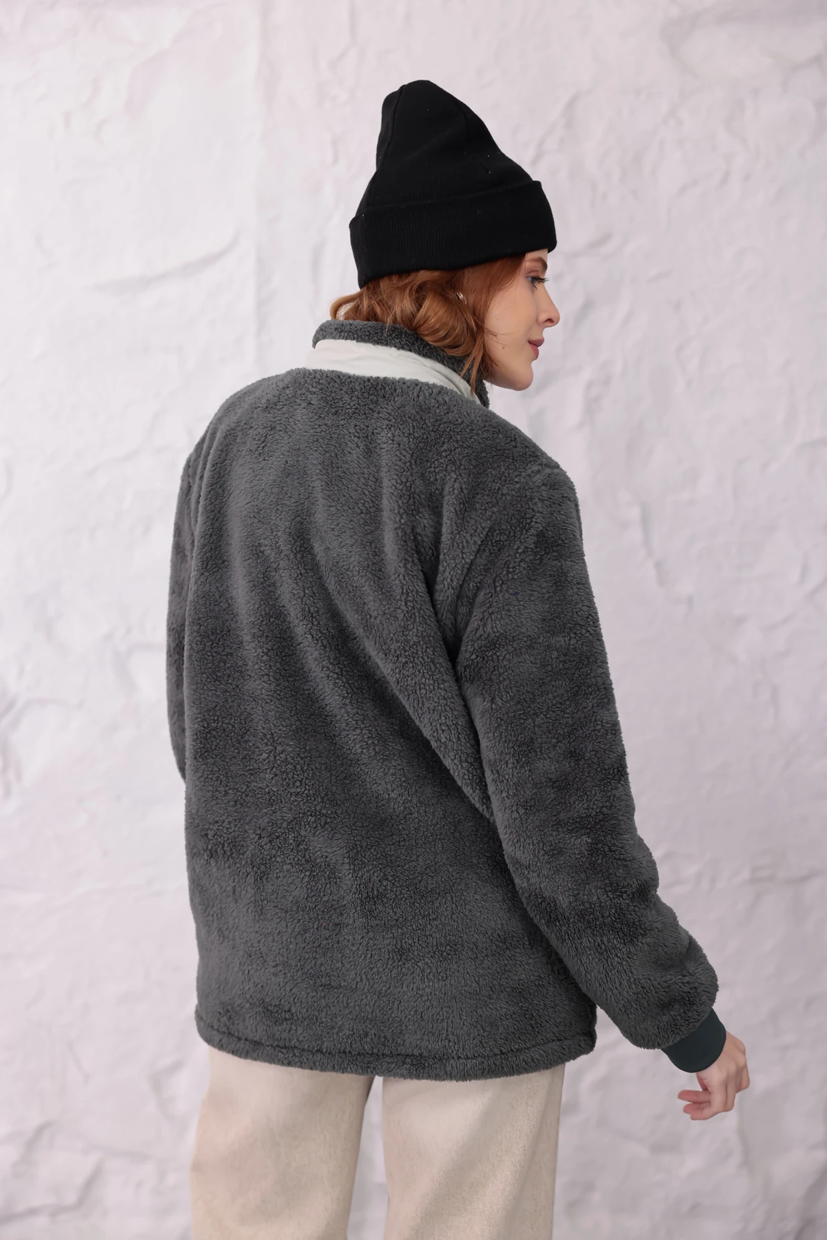 Sıfır4 AlpineSoft Peluş polar Kadın Gri Gri̇