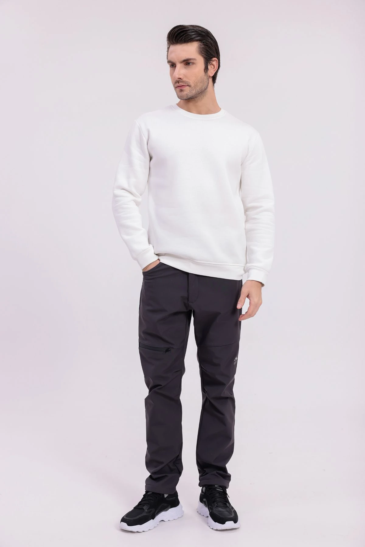 SIFIR4 İçi Polarlı Su Geçirmez Outdoor Kış Pantolonu Gri Gri̇