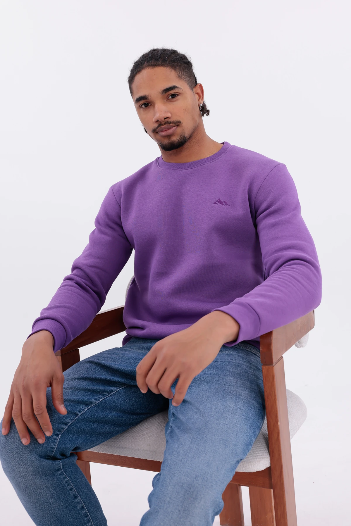 Sıfır4 Comfort Fit 3 İplik Şardonlu Sweatshirt Mor mor