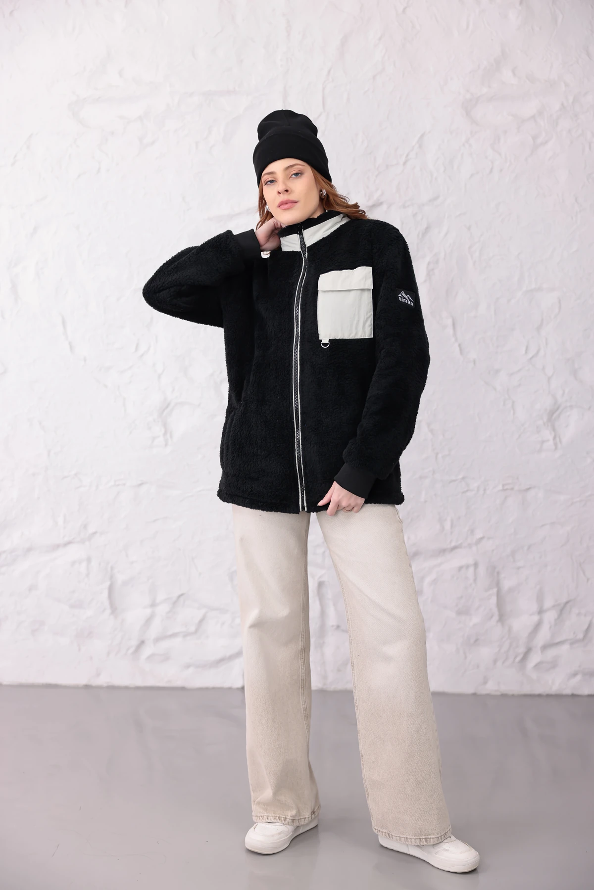 Sıfır4 AlpineSoft Peluş polar Kadın Siyah Siyah