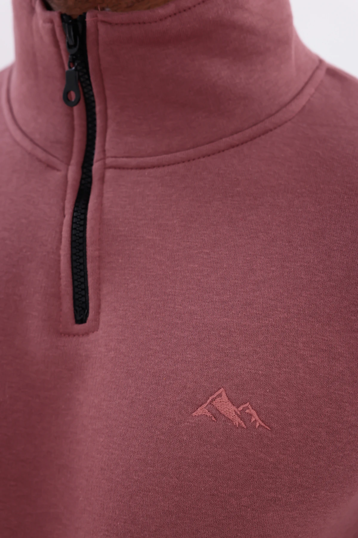 Sıfır4 Yarım Fermuarlı 3 iplik şardonlu  Sweatshirt gökyüzü mavisi Gül Kurusu gül kurusu