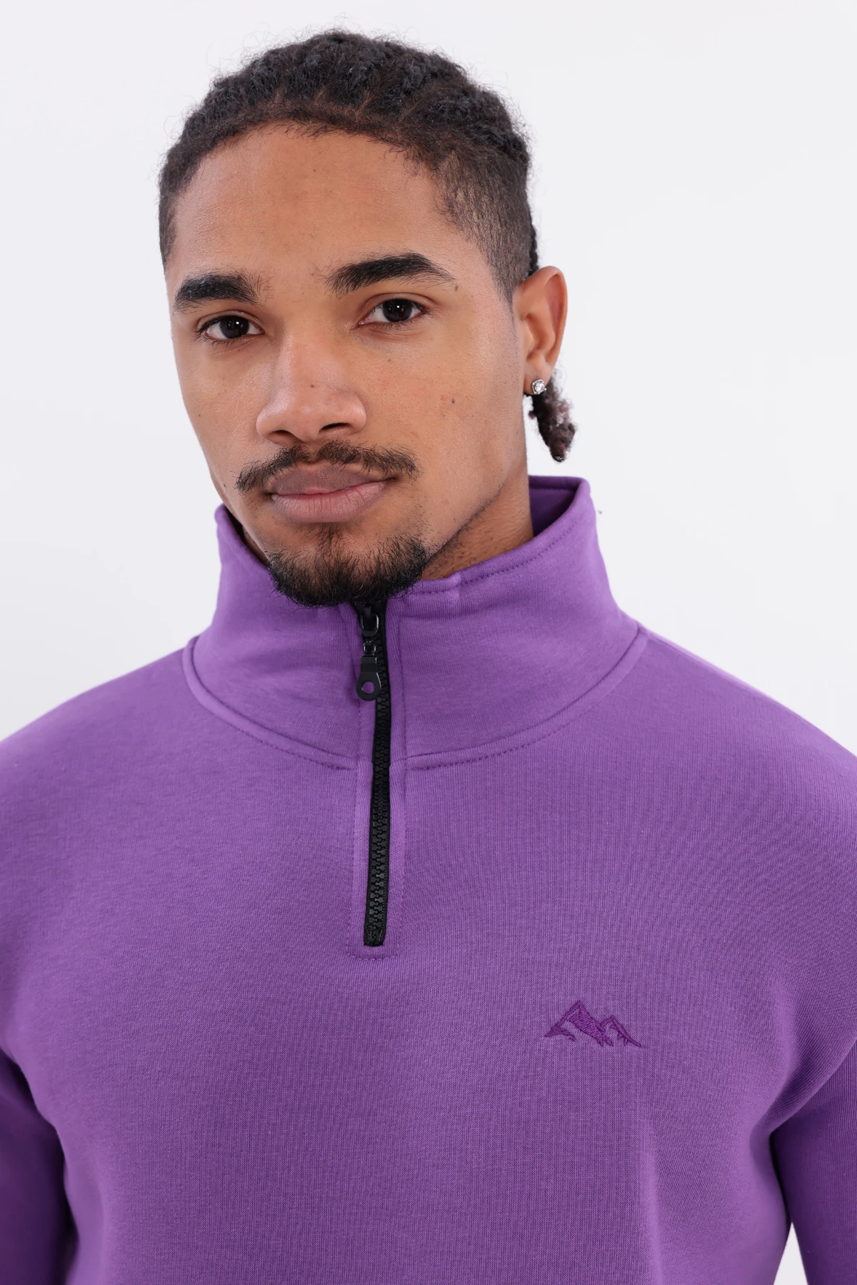 Sıfır4 Yarım Fermuarlı 3 iplik şardonlu Sweatshirt Mor mor