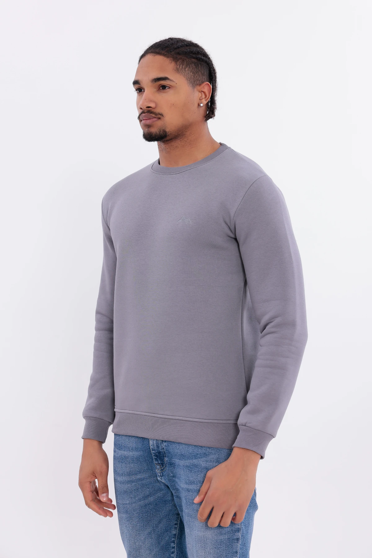 Sıfır4 Comfort Fit 3 İplik Şardonlu Sweatshirt GRİ