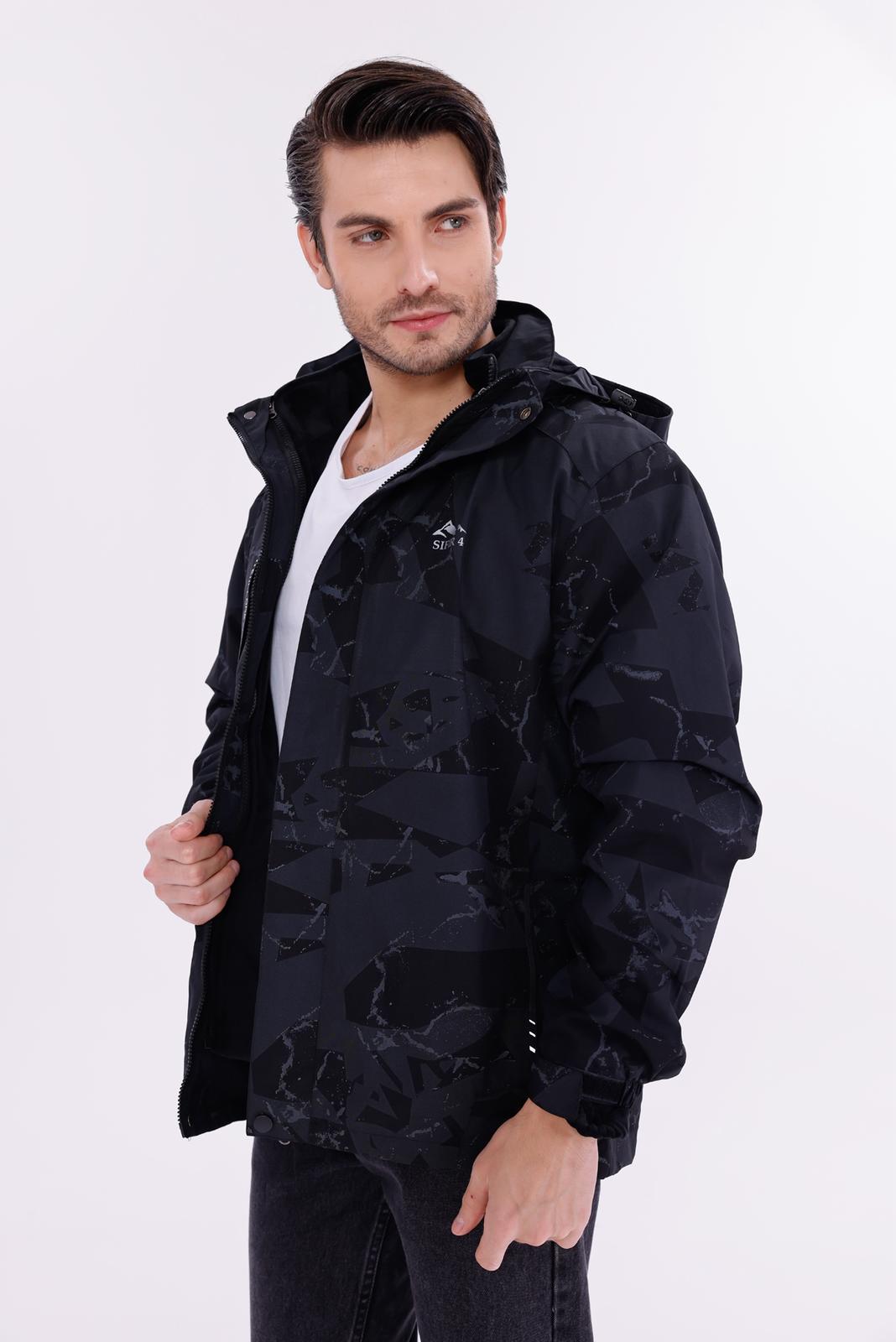 TrailForce 3-in-1 Outdoor Polarlı Mont sıfır4 Yagmur Su Rüzgar Geçirmez koyu gri