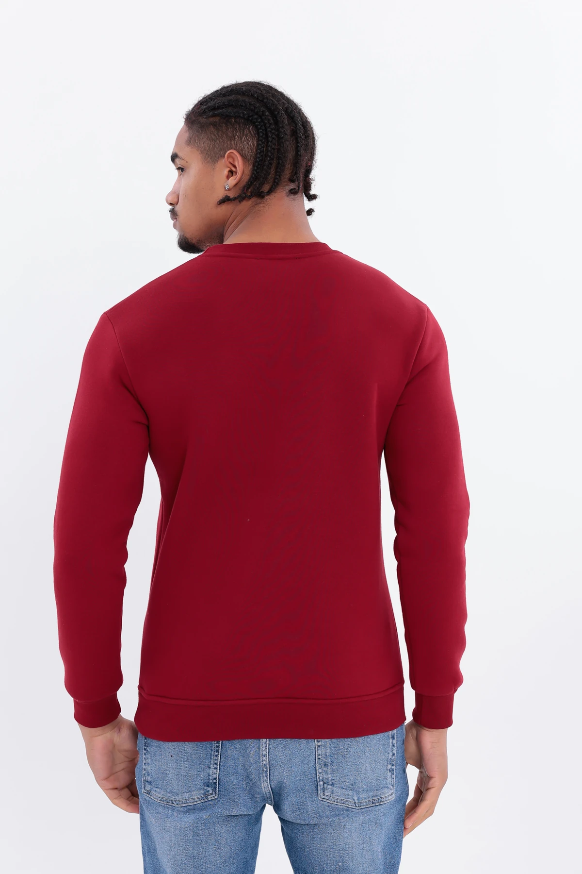Sıfır4 Comfort Fit 3 İplik Şardonlu Sweatshirt bordo Bordo