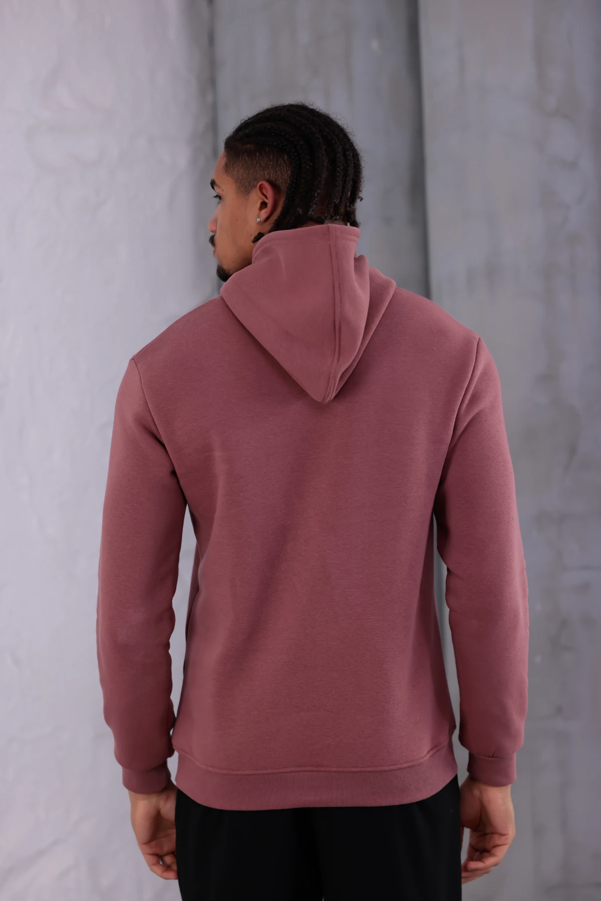 SIFIR4 3 İplik Şardonlu Kapüşonlu Sweatshirt Gül Kurusu gül kurusu