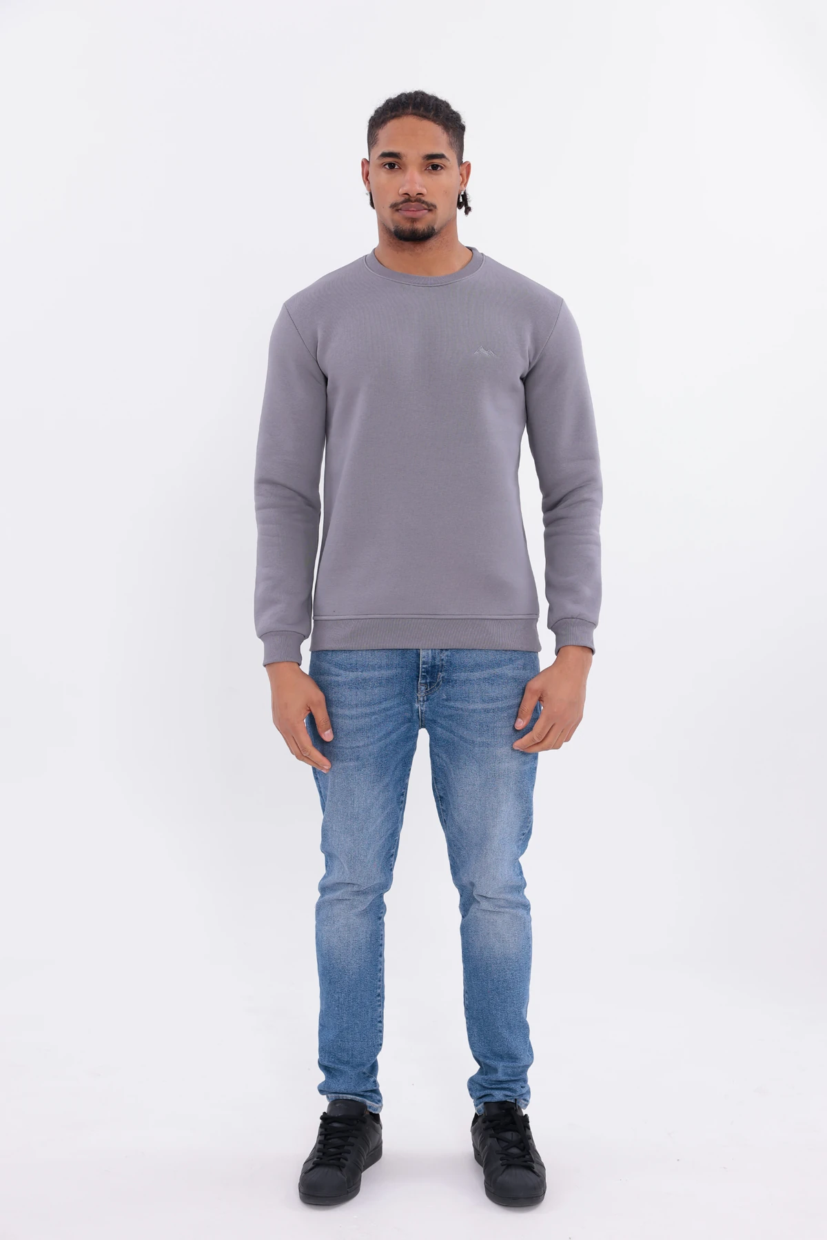 Sıfır4 Comfort Fit 3 İplik Şardonlu Sweatshirt GRİ