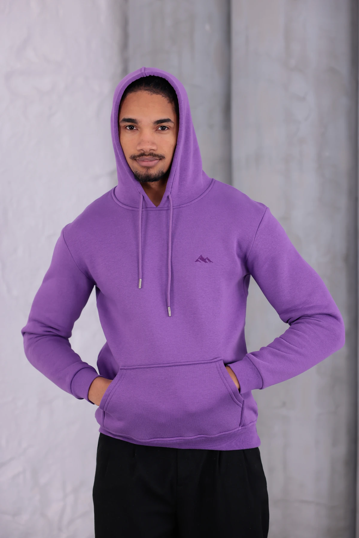 SIFIR4 3 İplik Şardonlu Kapüşonlu Sweatshirt Mor mor