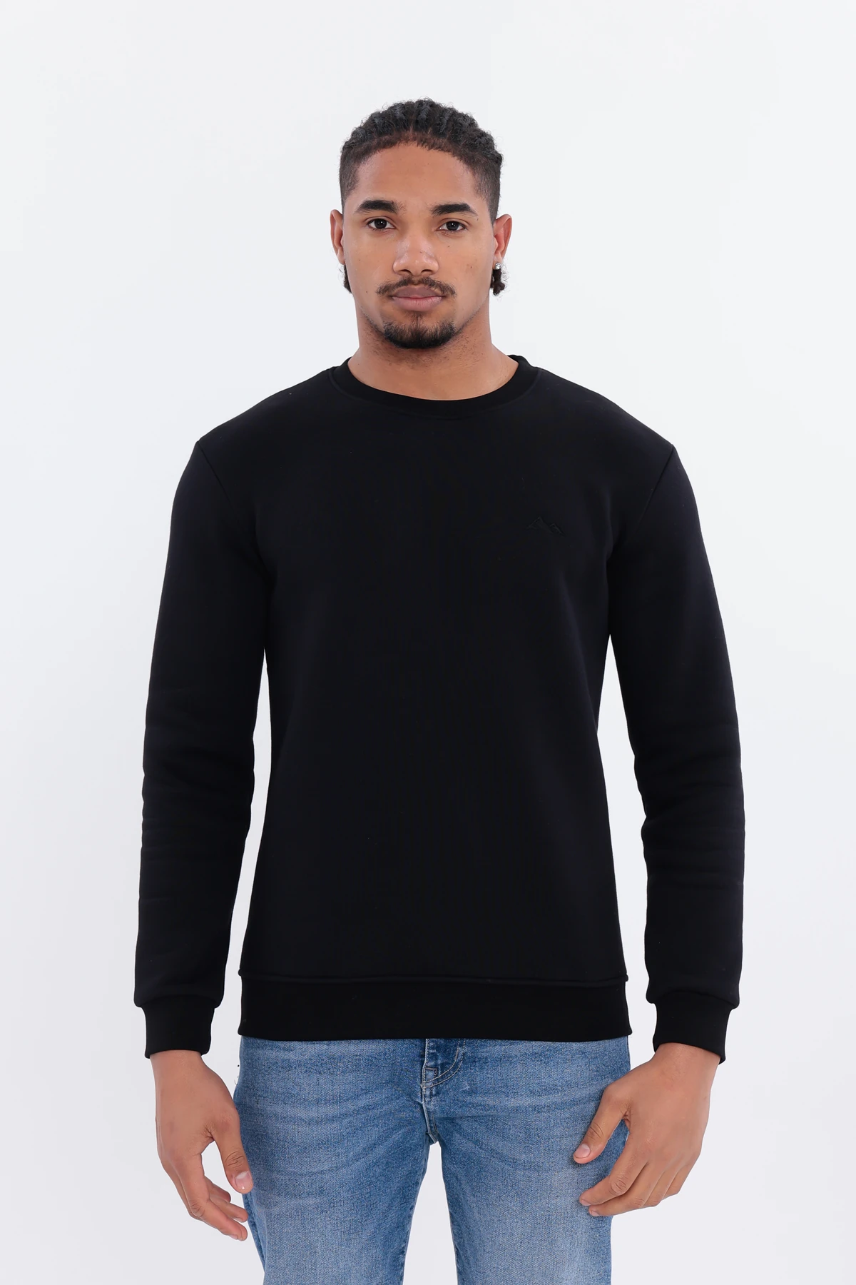 Sıfır4 Comfort Fit 3 İplik Şardonlu Sweatshirt  siyah