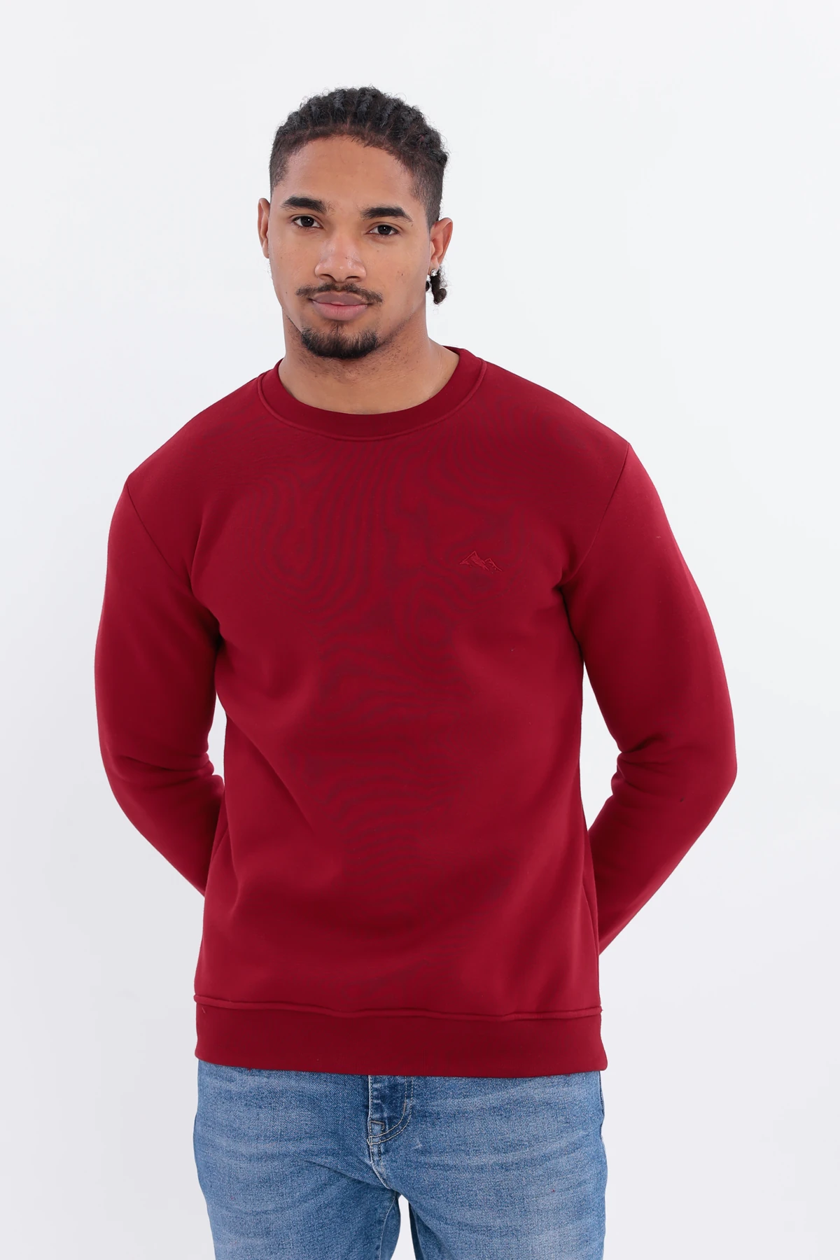 Sıfır4 Comfort Fit 3 İplik Şardonlu Sweatshirt bordo Bordo