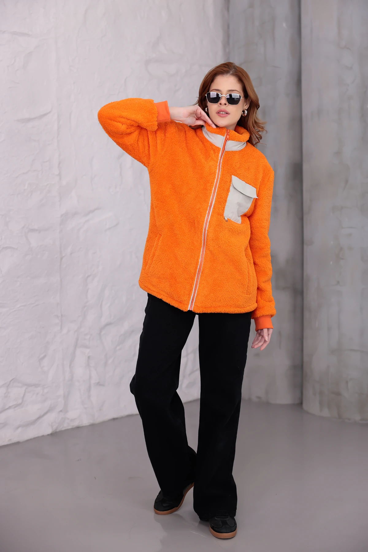 Sıfır4 AlpineSoft Peluş polar Kadın  turuncu Turuncu