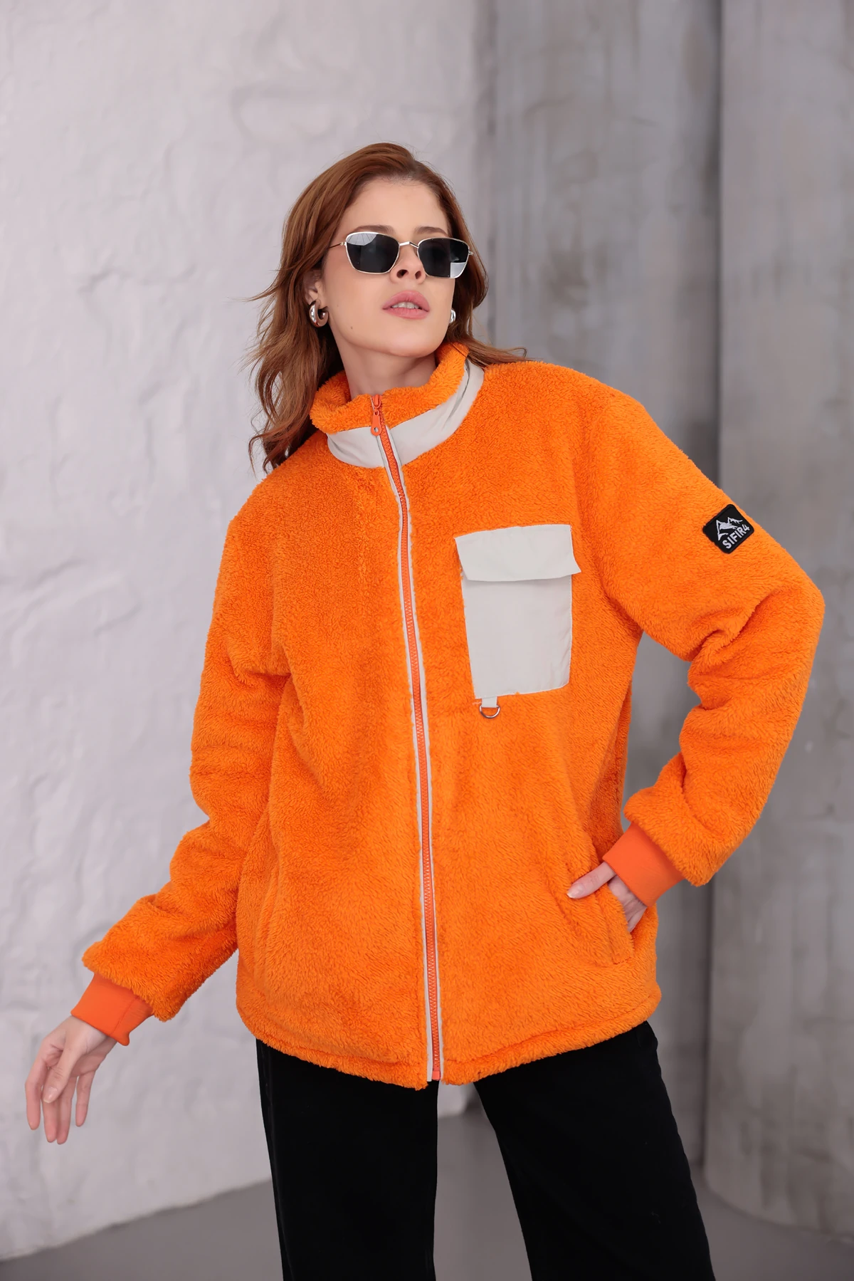 Sıfır4 AlpineSoft Peluş polar Kadın  turuncu Turuncu