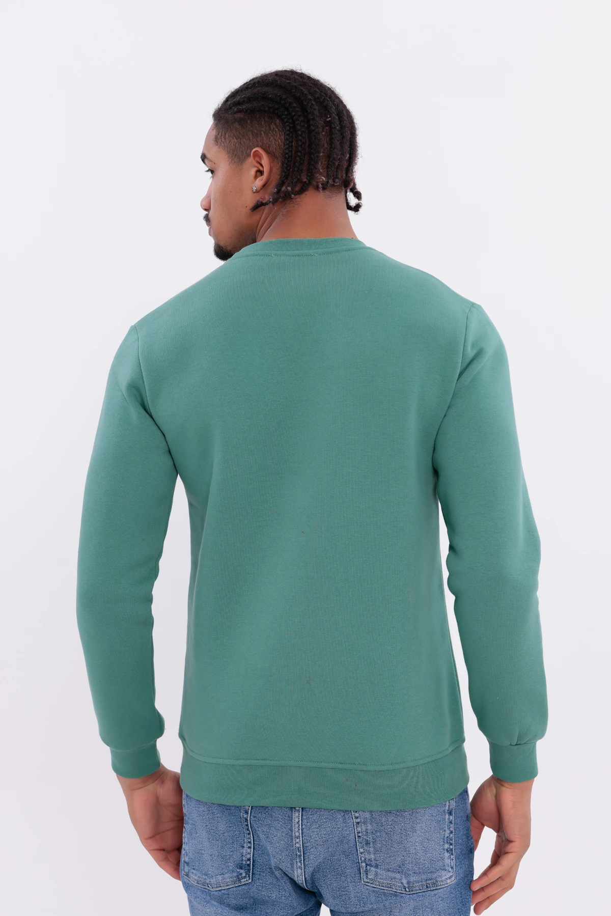 Sıfır4 Comfort Fit 3 İplik Şardonlu Sweatshirt yeşil Yeşil