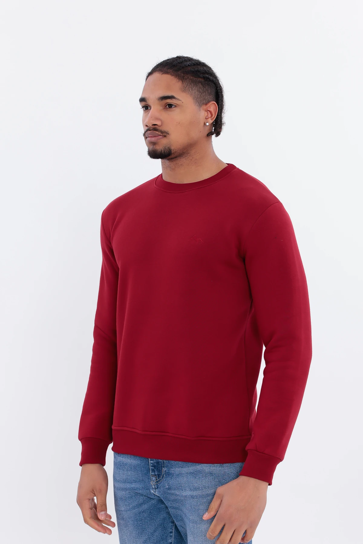 Sıfır4 Comfort Fit 3 İplik Şardonlu Sweatshirt bordo Bordo