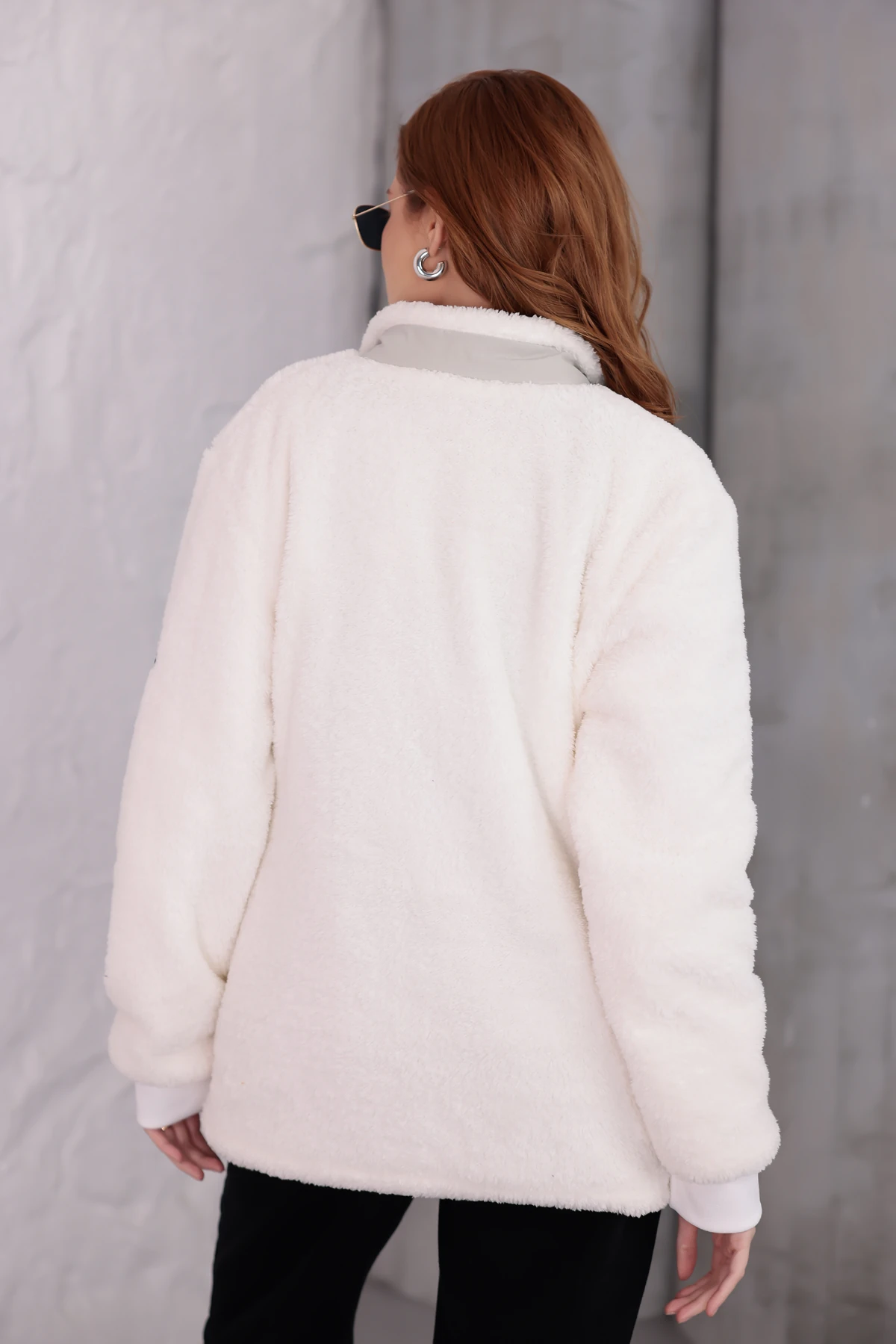 Sıfır4 AlpineSoft Peluş polar Kadın Beyaz mint