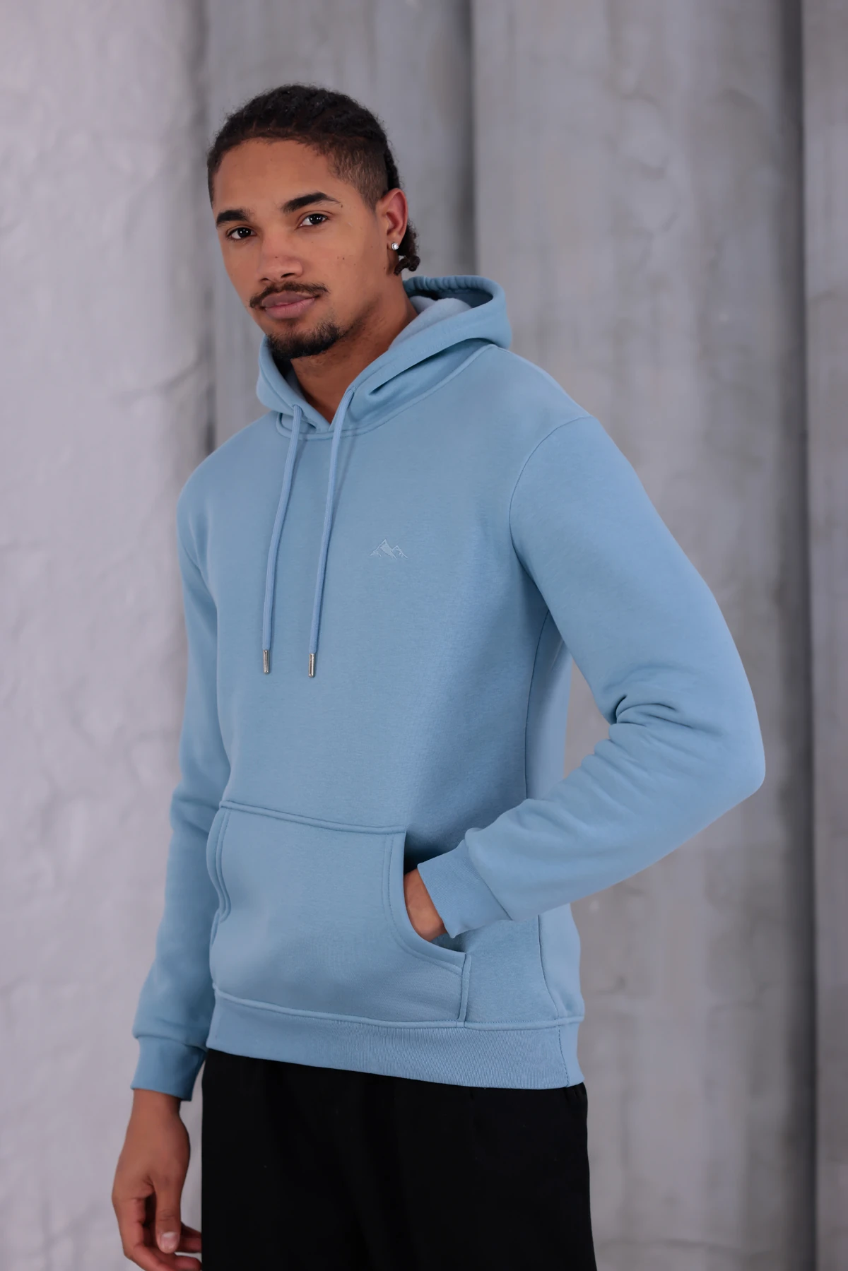 SIFIR4 3 İplik Şardonlu Kapüşonlu Sweatshirt Gökyüzü mavisi gökyüzü mavisi