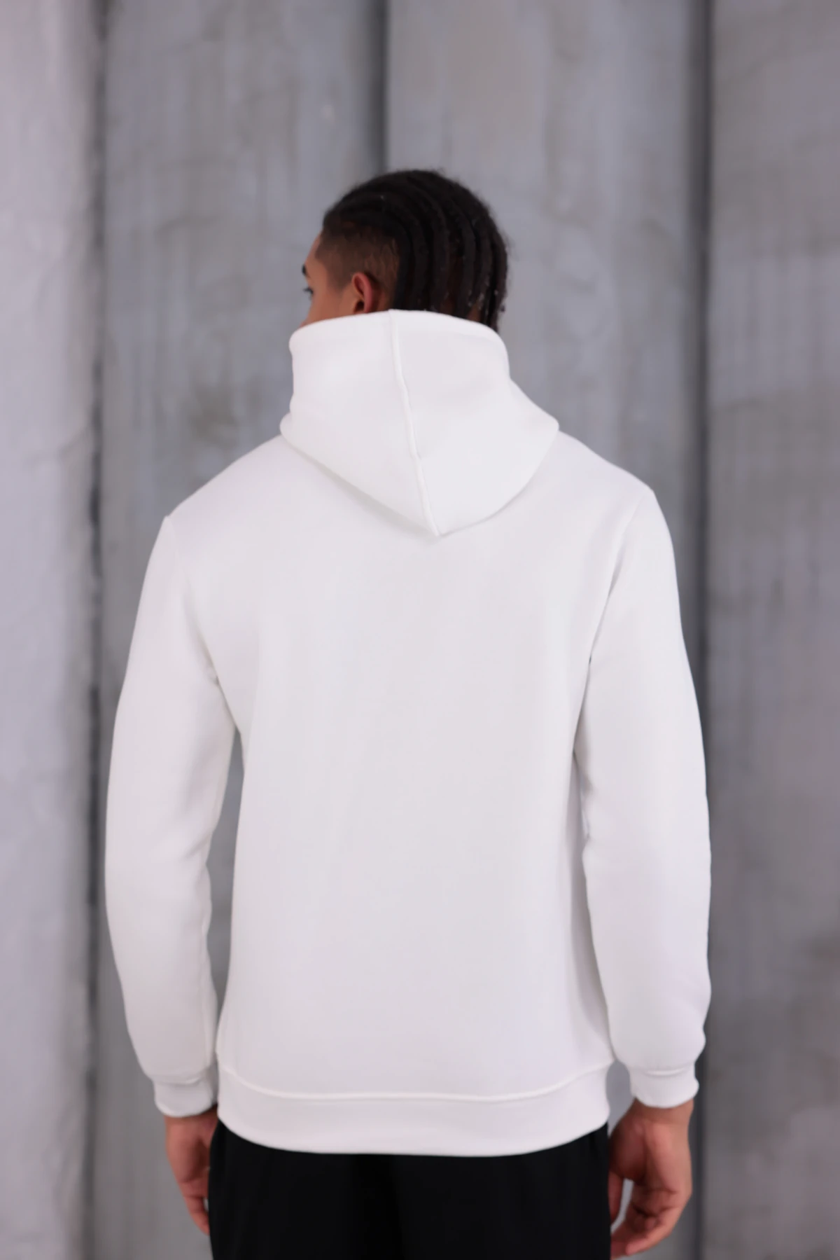 SIFIR4 3 İplik Şardonlu Kapüşonlu Sweatshirt Beyaz mint