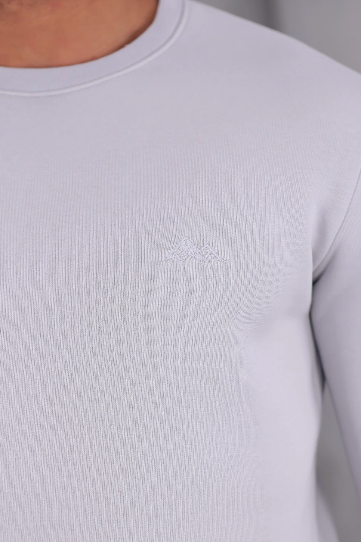 Sıfır4 Comfort Fit 3 İplik Şardonlu Sweatshirt açık gri açık gri