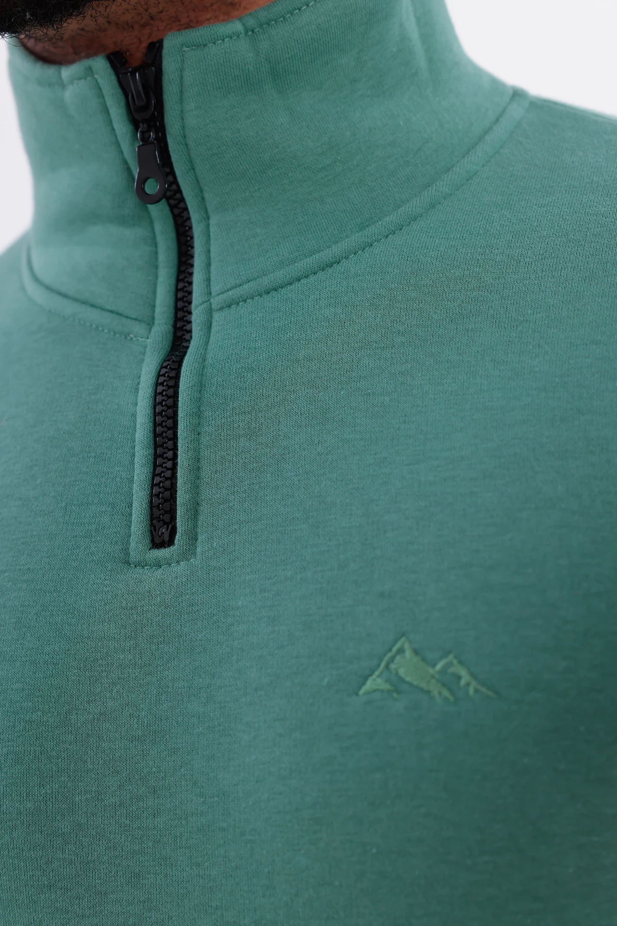 Sıfır4 Yarım Fermuarlı 3 iplik şardonlu  Sweatshirt Mint Yeşili mint yeşili