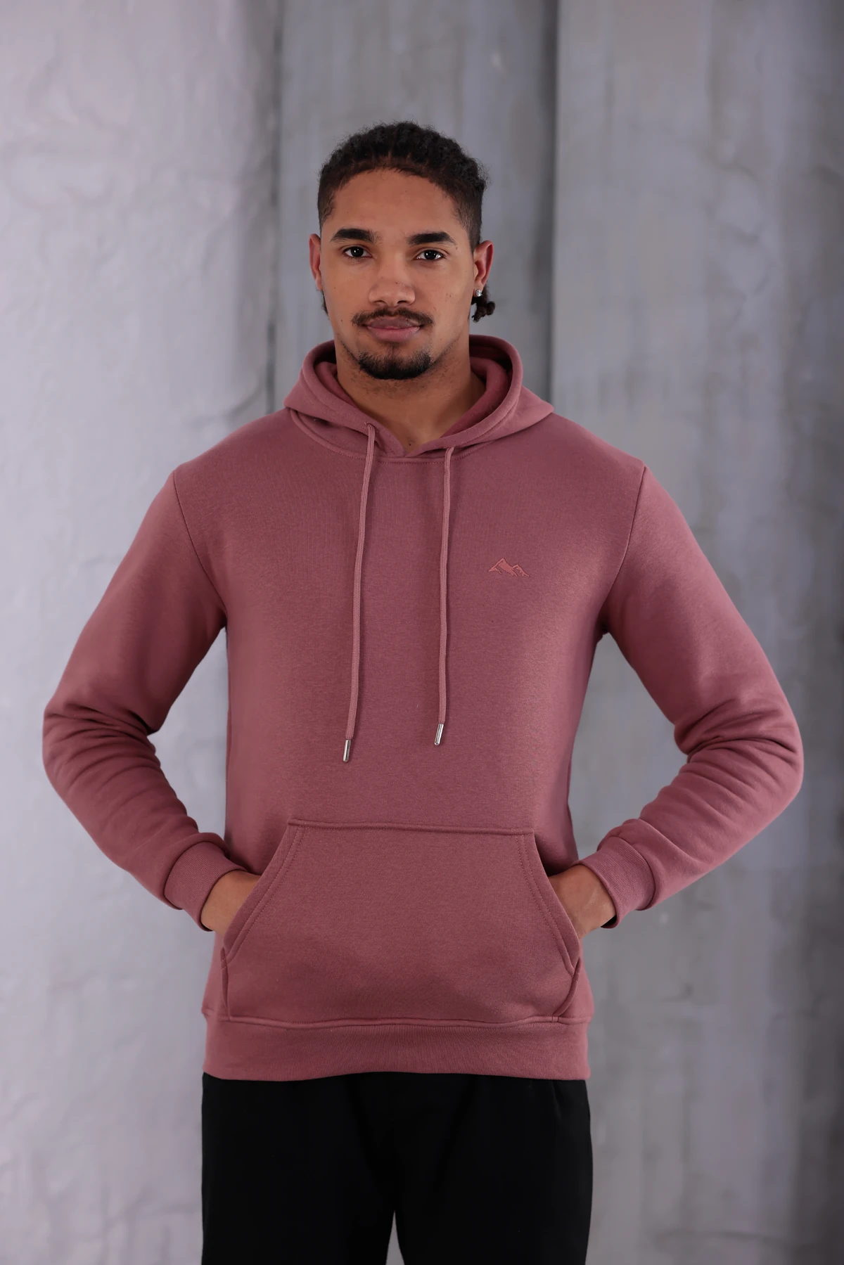 SIFIR4 3 İplik Şardonlu Kapüşonlu Sweatshirt Gül Kurusu gül kurusu