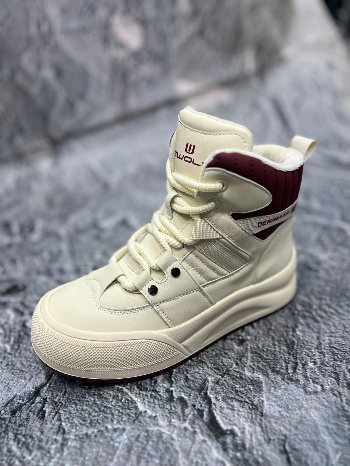 ewoll kışlık kadın kar botu 8084 krem bordo