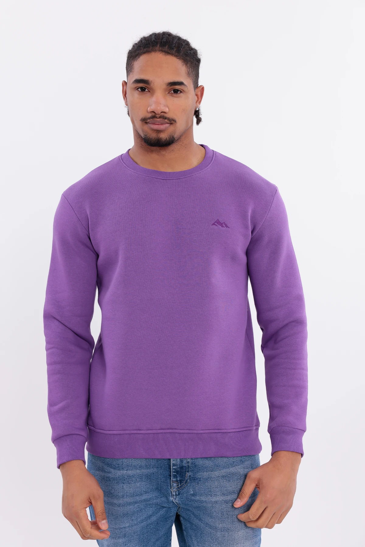 Sıfır4 Comfort Fit 3 İplik Şardonlu Sweatshirt Mor