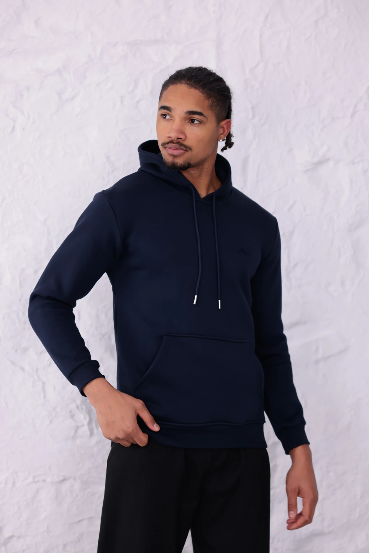 SIFIR4 3 İplik Şardonlu Kapüşonlu Sweatshirt Lacivert Lacivert