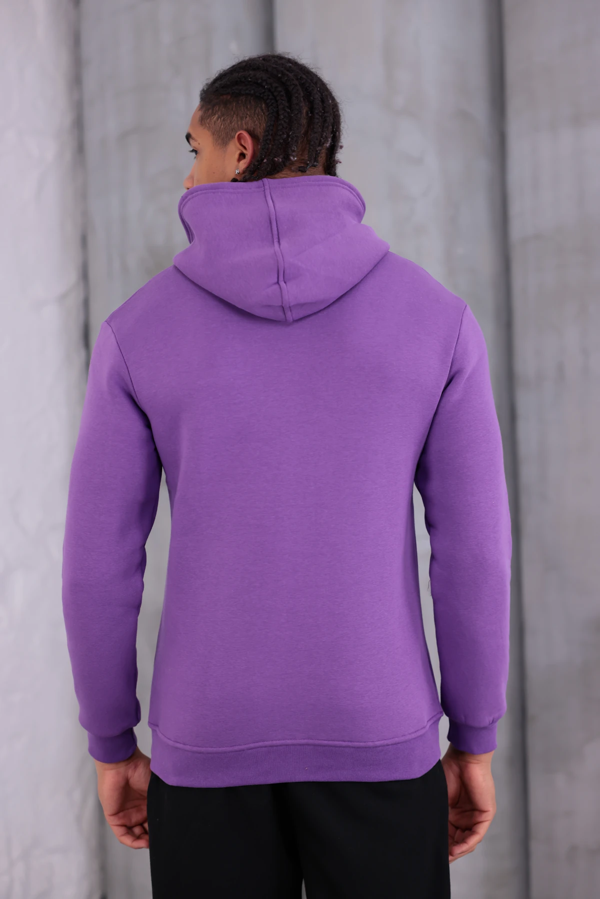 SIFIR4 3 İplik Şardonlu Kapüşonlu Sweatshirt Mor mor