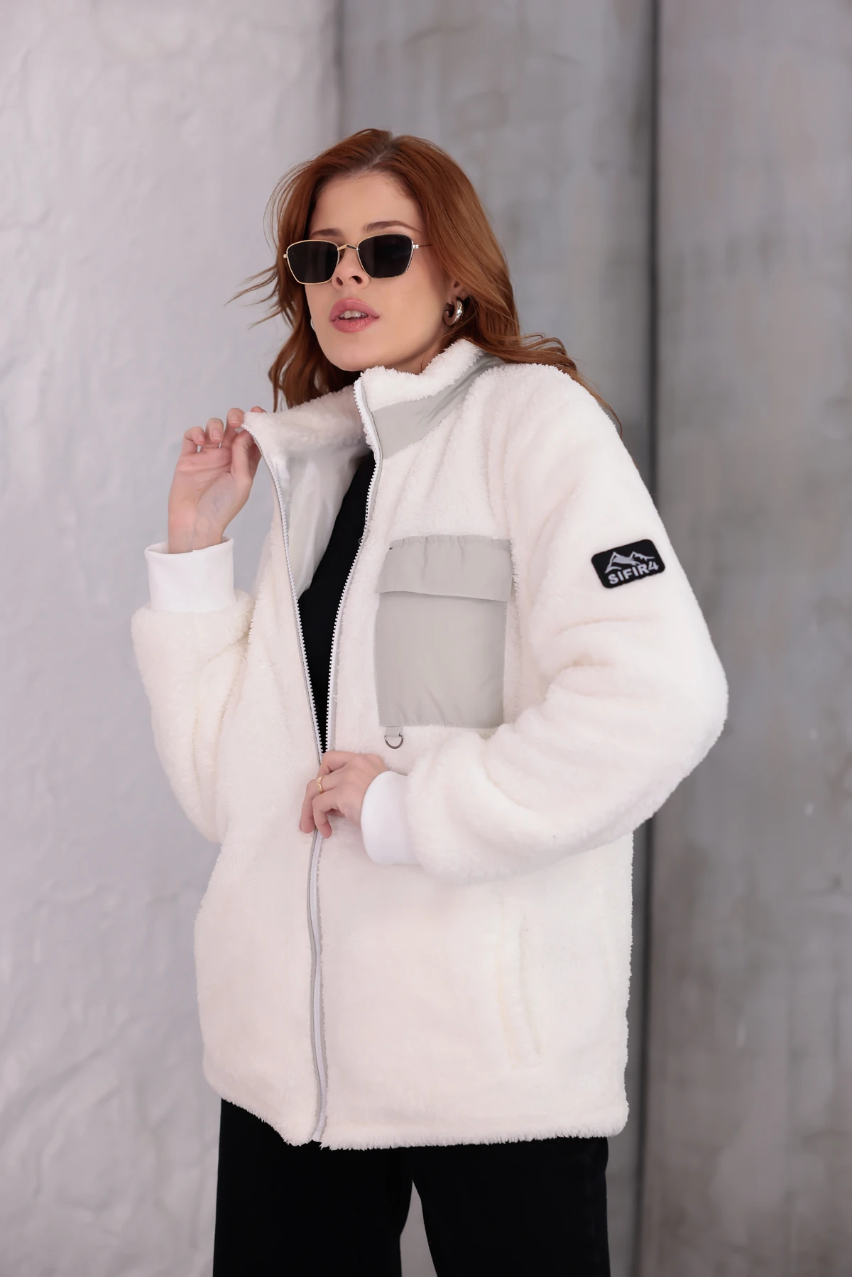 Sıfır4 AlpineSoft Peluş polar Kadın Beyaz