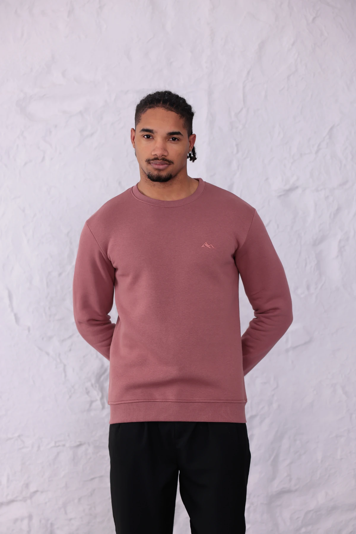 Sıfır4 Comfort Fit 3 İplik Şardonlu Sweatshirt pudra pembesi pudra pembesi