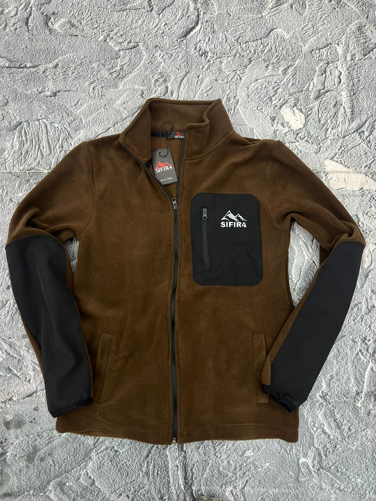 sıfır4 tam fermuarlı polar Kahverengi