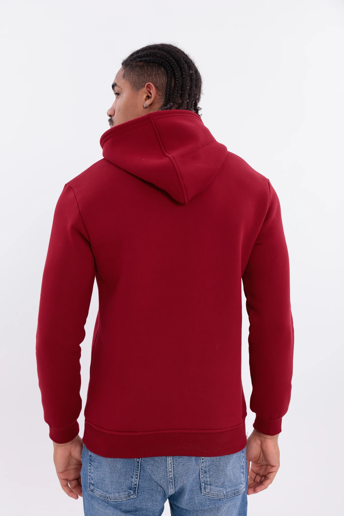 SIFIR4 3 İplik Şardonlu Kapüşonlu Sweatshirt Bordo Bordo